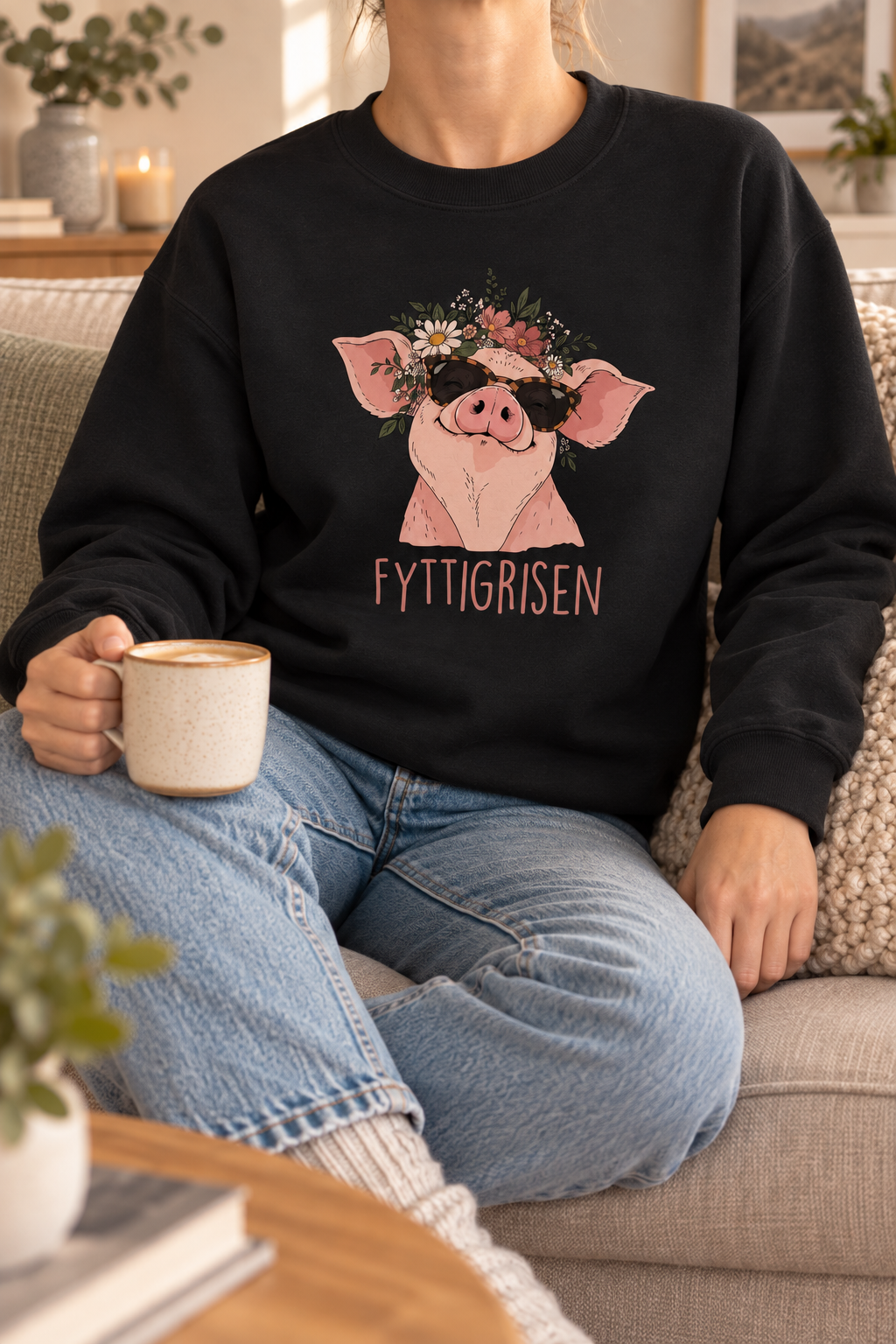 Rampestreker fyttigrisen sort genser 