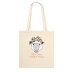 Tote bag - resting sheep face natural farge