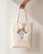 Tote bag resting sheep face
 
