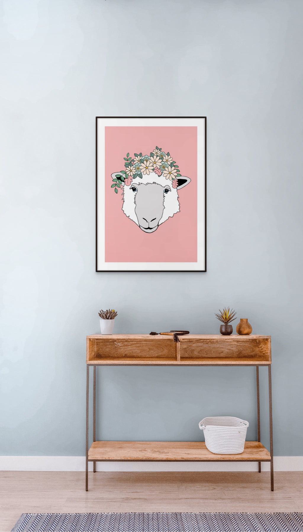 Sauen med blomsterkrans